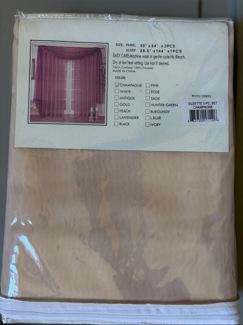 Suzette Sheer Voile Panel & Scarf - Champagne